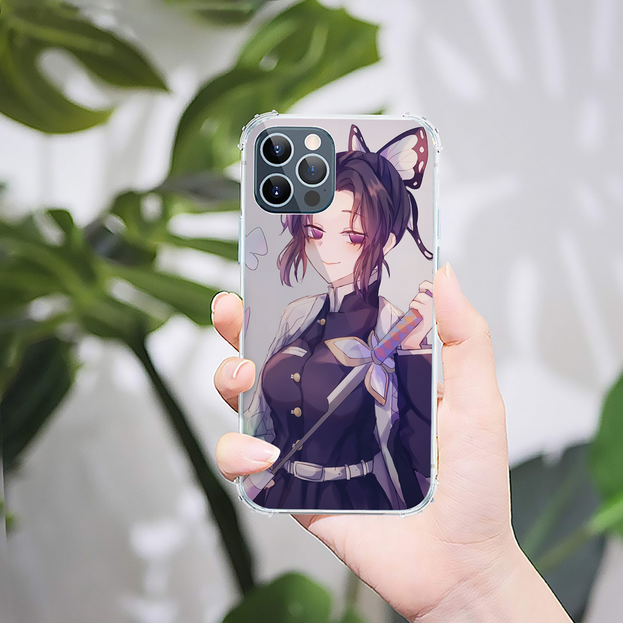（画像用） 鬼滅の刃（きめつのやいば）蟲柱-胡蝶 しのぶ／こちょう しのぶ Kochou Shinobu 【iPhone 12シリーズ対応】透明スマホケース（クリアソフトケース）
